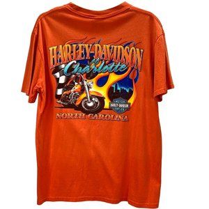 Harley Davidson Charlotte North Carolina Graphic T Shirt Double Sided size L